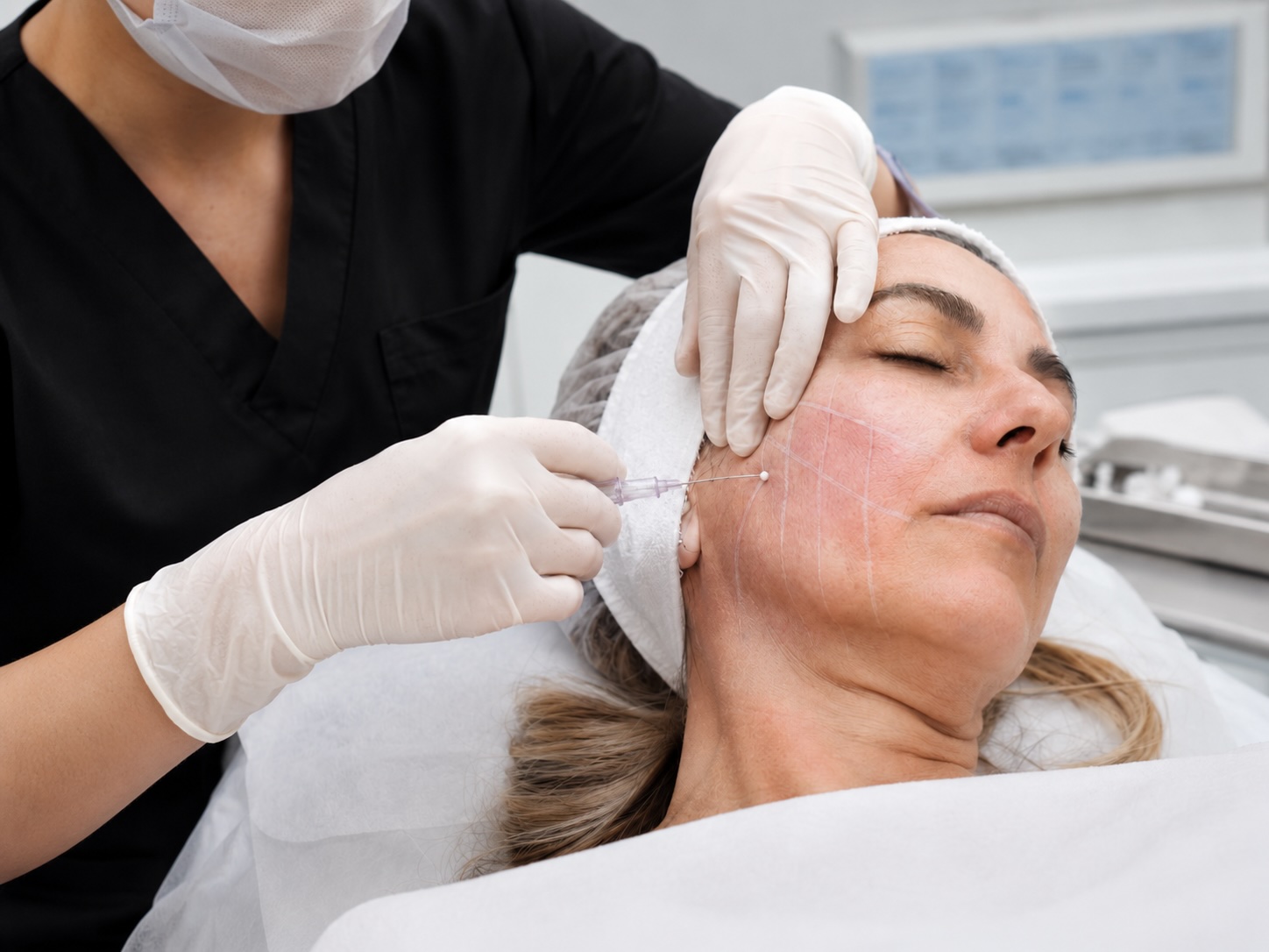 Hilos tensores faciales en Mallorca: COGS espiculados y Monofilamento PDO/PLLA. Lifting sin cirugía. 2 hilos 300€ / 4 hilos 600€. Contáctanos